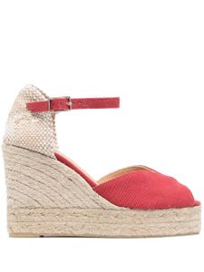 Castañer espadrilles à semelle compensée en raphia - Rouge