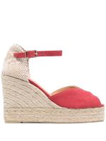 Castañer espadrilles à semelle compensée en raphia - Rouge - thumbnail