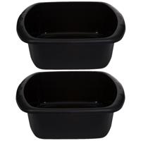 Afwasteil/afwasbak - 2x - 9 liter - zwart - 38 x 32 x 13 cm