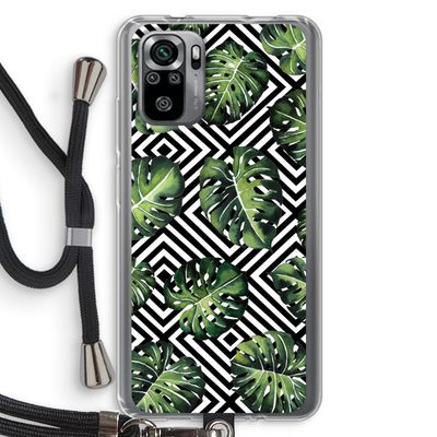 Geometrische jungle: Xiaomi Redmi Note 10S Transparant Hoesje met koord