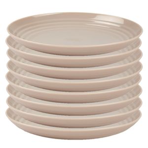 Rond bord/camping bord - 8x - D25 cm - beige - kunststof - onbreekbaar