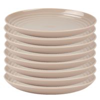 Rond bord/camping bord - 8x - D25 cm - beige - kunststof - onbreekbaar