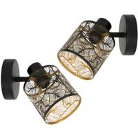 Ostaria Wandlamp Calathea - 2x - goud / zwart - metaal - bewerkt - E27 - interieur decoratie - binne