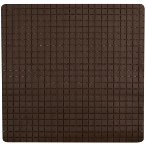 Douche/bad anti-slip mat badkamer - rubber - bruin - 54 x 54 cm - vierkant