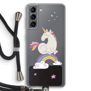 Regenboog eenhoorn: Samsung Galaxy S21 Transparant Hoesje met koord