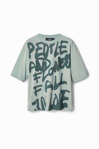 Oversized T-shirt met tekst - GREEN - S