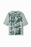 Oversized T-shirt met tekst - GREEN - M