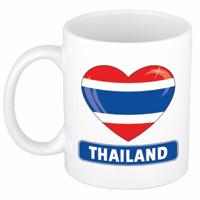 Hartjes vlag Thailand koffiemok - drink beker - white - 300 ml - supporters