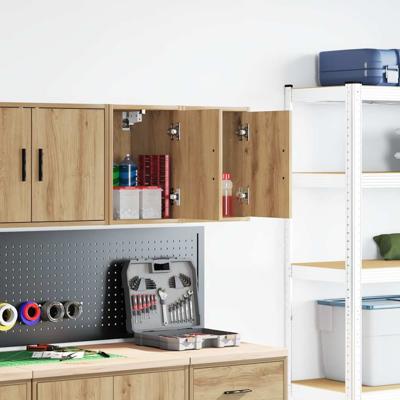 Garagewandkasten 2 st spaanplaat ambachtelijk eikenhout