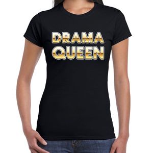 Fun Drama queen t-shirt zwart met gouden letters voor dames 2XL  -