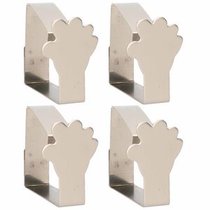 4x Tafelkleed klemmen zilveren handen 4 cm   -