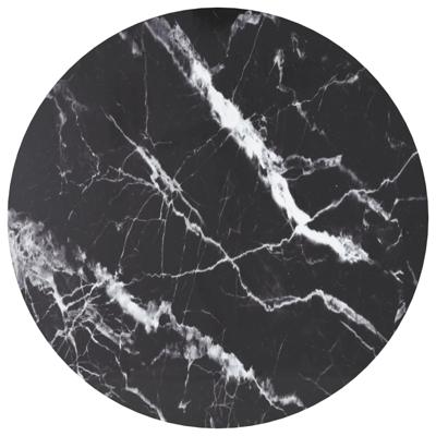 Tafelblad Ø60x0,8 cm gehard glas met marmeren design zwart