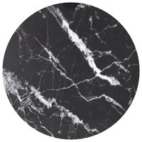Tafelblad Ø60x0,8 cm gehard glas met marmeren design zwart