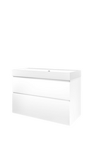 Proline polystone Loft wastafelonderkast met 2 asymmetrische lades en polystone wastafel zonder kraangat 100 x 70 x 46 cm, mat wit / glanzend wit - thumbnail