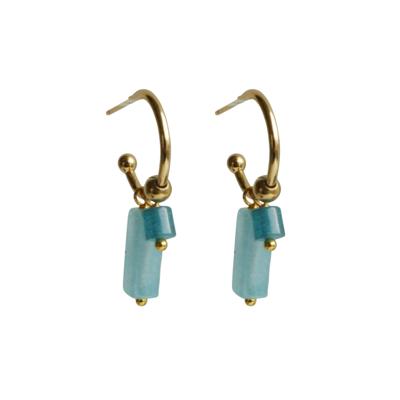 Flow Jewels Open Creolen Anisya Lichtblauwe Cilinders Goud