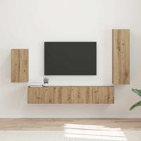 Tv-meubelset Wandgemonteerd 3 pcs Artisan Eiken Bewerkt hout