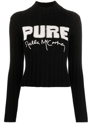 Stella McCartney pull en coton à logo brodé - Noir