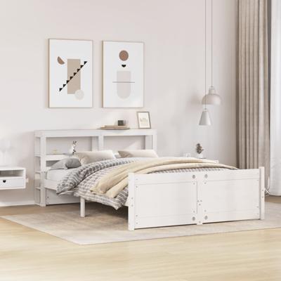 Bedframe met hoofdeinde zonder matras 140x200 cm wit