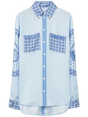 Burberry chemise en soie à carreaux - Bleu
