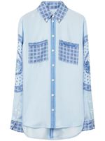 Burberry chemise en soie à carreaux - Bleu