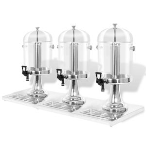 VidaXL Drievoudige sapdispenser roestvrij staal 3x8 l