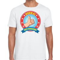 Hoera met pensioen t-shirt wit heren - thumbnail