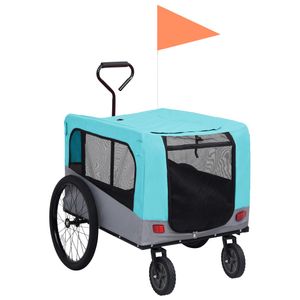 VidaXL Fietstrailer en hondenwagen 2-in-1 blauw en grijs