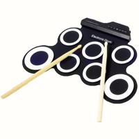 Draagbare siliconen Hand Roll USB elektronische Drum (zwart)