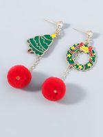 Christmas Tree Garland Hair Ball Earrings - thumbnail
