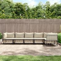 6-delige Loungeset met kussens poly rattan antracietkleurig