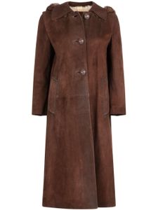 Prada Pre-Owned manteau en daim à doublure lainée - Marron