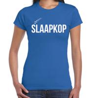 Slaap T-shirt voor dames - blauw - slaapkop - pyjama party shirt - slaap party