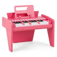25-toetsen Mini Digitale Piano Voor Kinderen Houten Speelgoed met Instelbaar Tempo en Volume-Roze