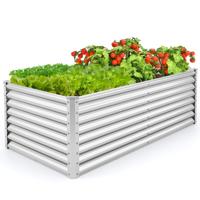 Verhoogd Bed Metalen Plantenbak Voor Tuin Rechthoekig Koud Frame met Versterkte Spijlen & Open Bodem 180 x 95 x 60 cm Zilver
