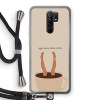 Aggressively drinks coffee: Xiaomi Redmi 9 Transparant Hoesje met koord