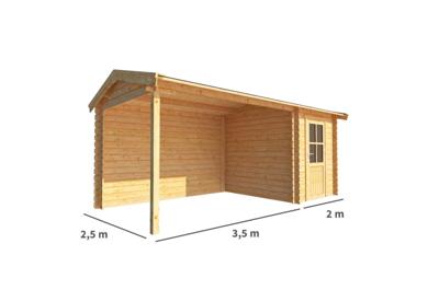 Blokhut met overkapping Fenna 550 cm bij 250 cm diep Zadeldak - Warentuin collection