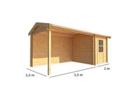 Blokhut met overkapping Fenna 550 cm bij 250 cm diep Zadeldak - Warentuin collection