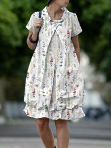 Loose Casual Small Floral Dress With No