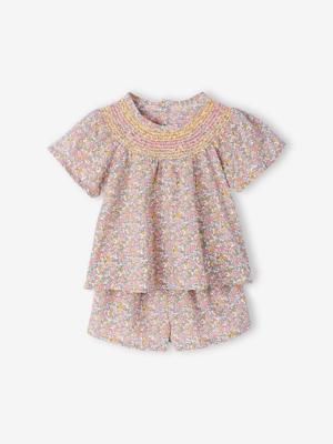 Set blouse + short voor babymeisjes meerkleurig Set blouse + short voor babymeisjes meerkleurig