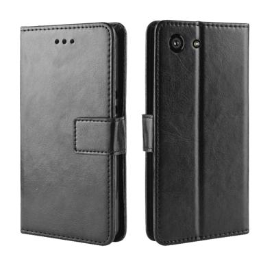 Retro Crazy Horse textuur horizontale Flip lederen case voor Sony Xperia ACE SO-02L met houder & kaartsleuven & fotolijstjes (zwart)
