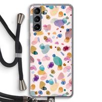 Terrazzo Memphis Pink: Samsung Galaxy S21 Transparant Hoesje met koord