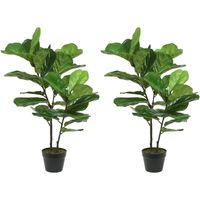 2x Groene Ficus carica/vijgenboom kunstplant 97 cm in zwarte pot - thumbnail