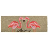 Flamingo thema deurmat/buitenmat kokos 25 x 75 cm - thumbnail