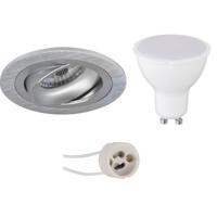 LED Spot Set GU10 - Rond Kantelbaar Ø92mm - Mat Zilver - 4W Natuurlijk Wit