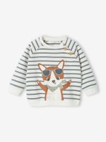 Gestreept sweatshirt van molton baby groen, gestreept - thumbnail