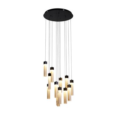Hanglamp Moonbeam 13Lt, Black Metal & Marbleised Resin