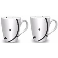 Mok/beker - 2x - Nijntje snoet - wit/zwart - 10 cm - 230 ml - porselein
