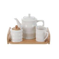 Theepot Home ESPRIT Wit Bamboe Porselein