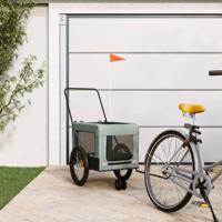 Hondenfietstrailer oxford stof en ijzer grijs en zwart - thumbnail