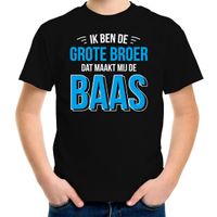 Grote broer de baas cadeau t-shirt zwart jongens / kinderen - thumbnail